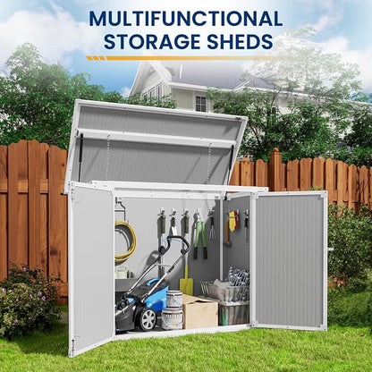 Amopatio 41 Cu Ft Outdoor Storage Shed, Horizontal Resin Trash Can Storage - Image 2