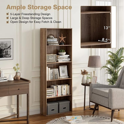 Tangkula 5-Tier Bookcase, 67” Tall Freestanding Bookshelf - Image 5