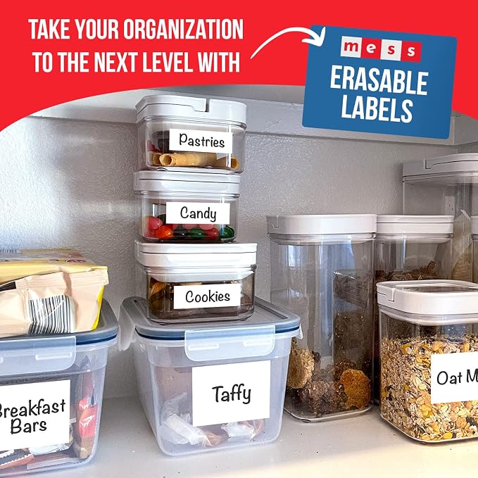 MESS Reusable Kitchen Labels – White Dry Erase, 3x4 in - Image 5