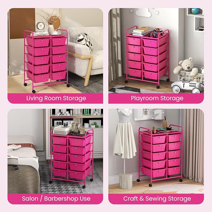 Giantex 10 Drawers Rolling Cart, Classroom Organizers, Storage Cart - Image 5