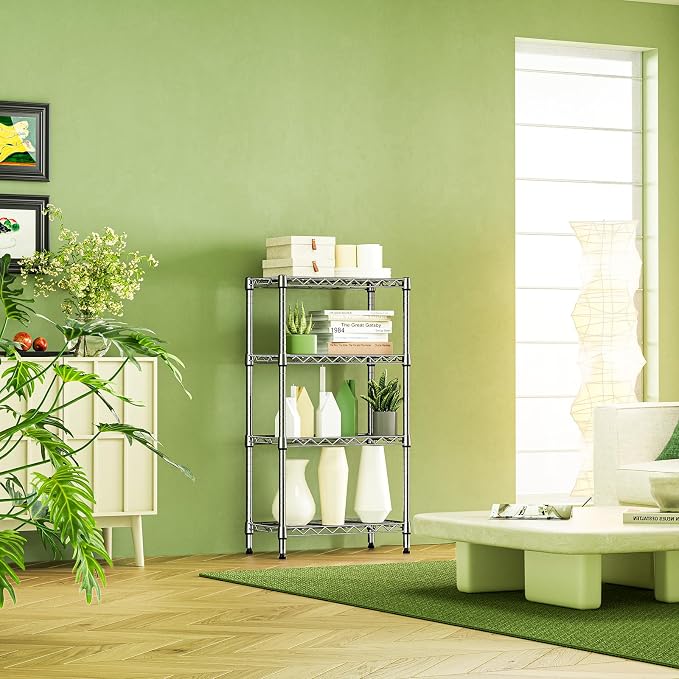 IZEUK 4 Tier Steel Storage Shelves, Heavy Duty Metal Shelf Wire Shelving Rack - Image 7