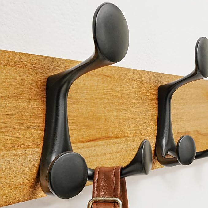 SKOLOO 39-Inch Light Brown Wood Coat Rack Wall Mount - Image 2