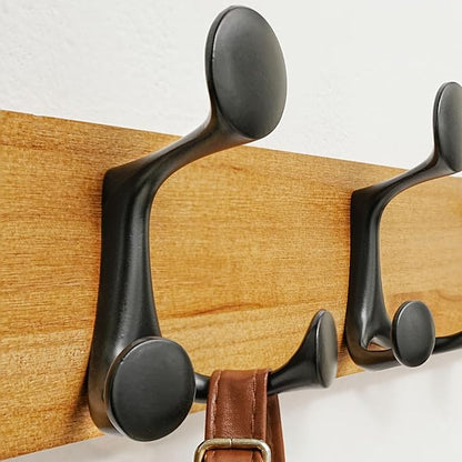 SKOLOO 24-Inch Light Brown Wood Coat Rack Wall Mount - Image 4
