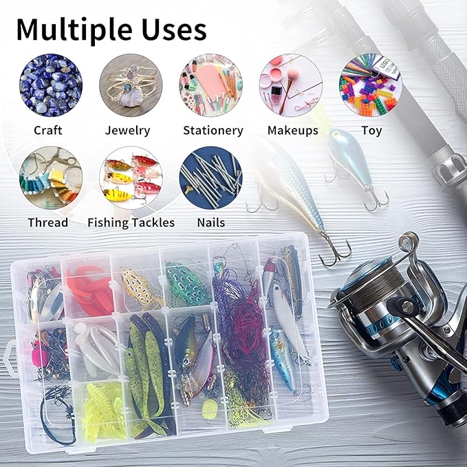 OUTUXED 36 Grids Clear Plastic Organizer Box - Image 5
