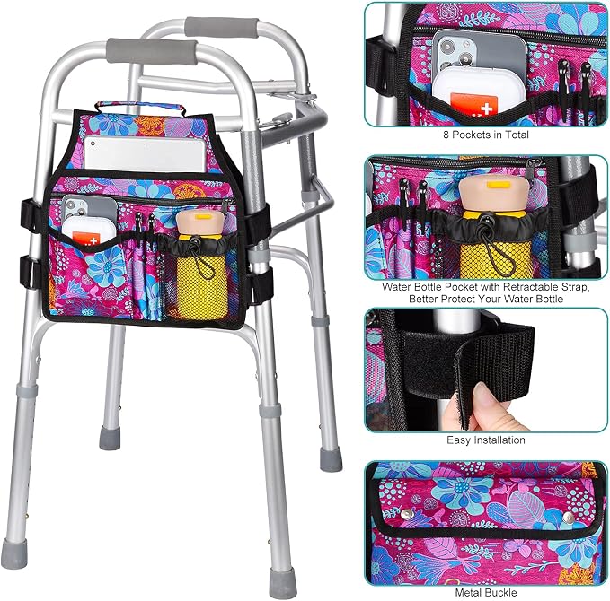 supregear Side Walker Bag, Walker Accessories Bag w/Cup Holder, Folding Walker - Image 3