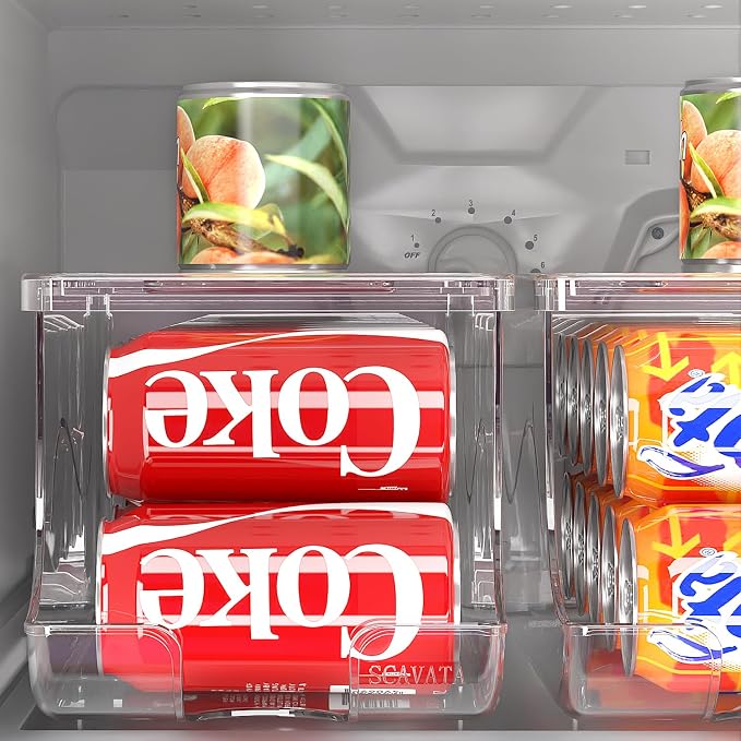 4 Pack Stackable Refrigerator Organizer, Soda Can Dispenser Pop Cans Container - Image 7
