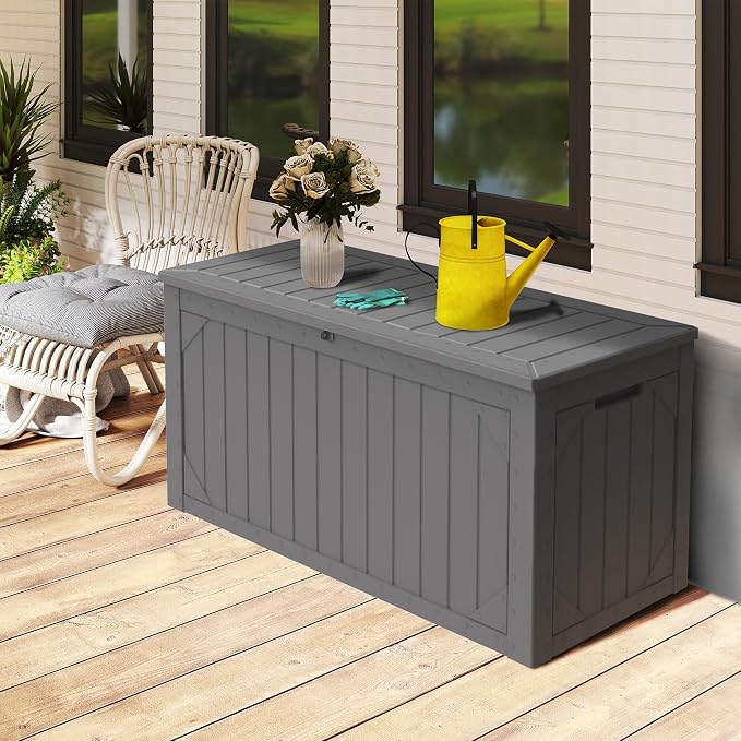 100 Gallon Outdoor Storage Box Waterproof, Resin Deck Box Storage Bin - Image 8