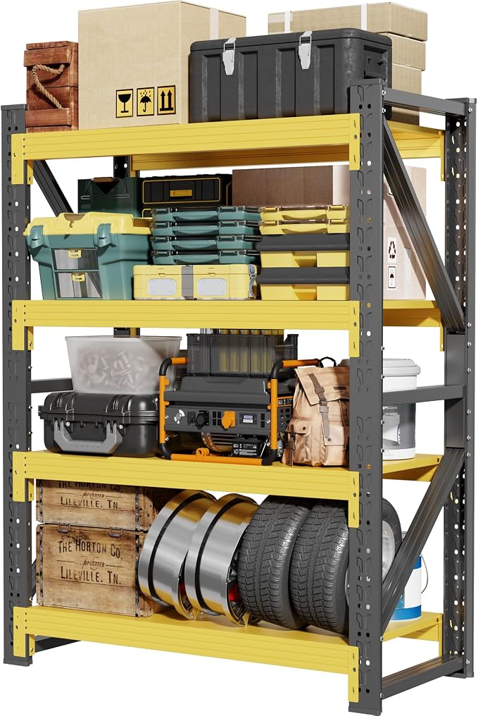 60" W Garage Shelving, 4-Tier Heavy Duty Storage Shelves Unit - Image 9