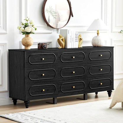 9 Drawer Fluted Dresser for Bedroom, Mid Century Modern Chest of Drawers by ORRD