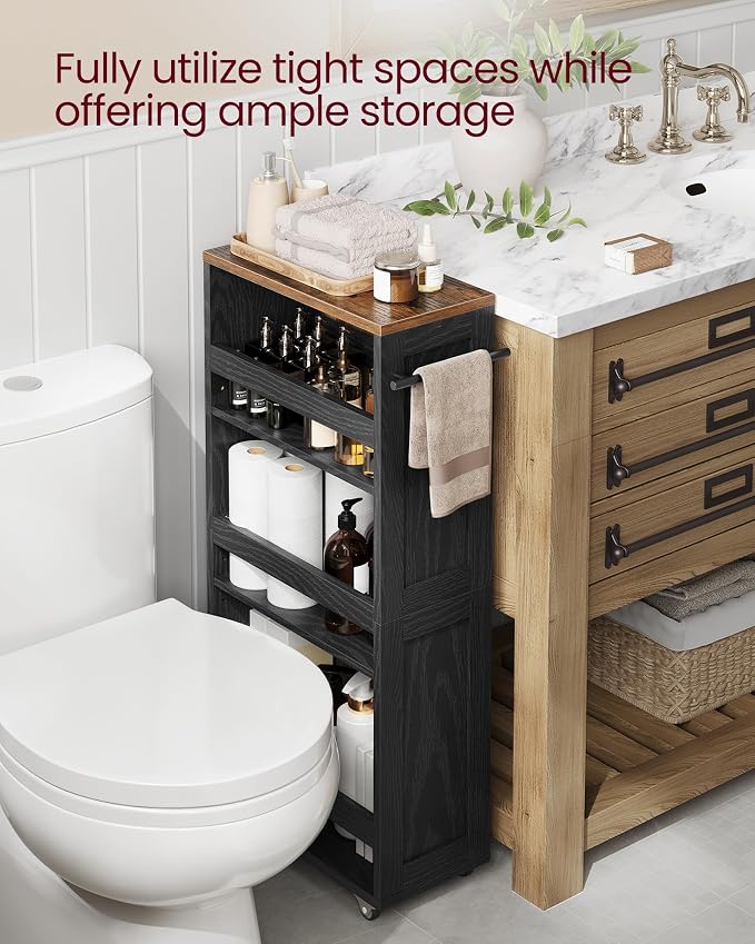 VASAGLE 4-Tier Slide-Out Storage Cart, Slim Kitchen Cart - Image 5