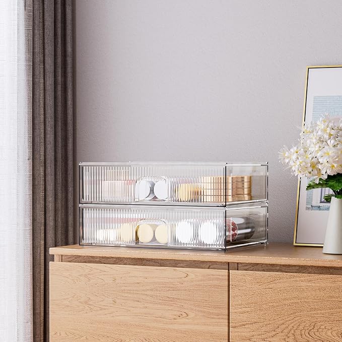 ZHIAI Stackable Storage Drawer, 2 Piece Acrylic Organiser - Image 5