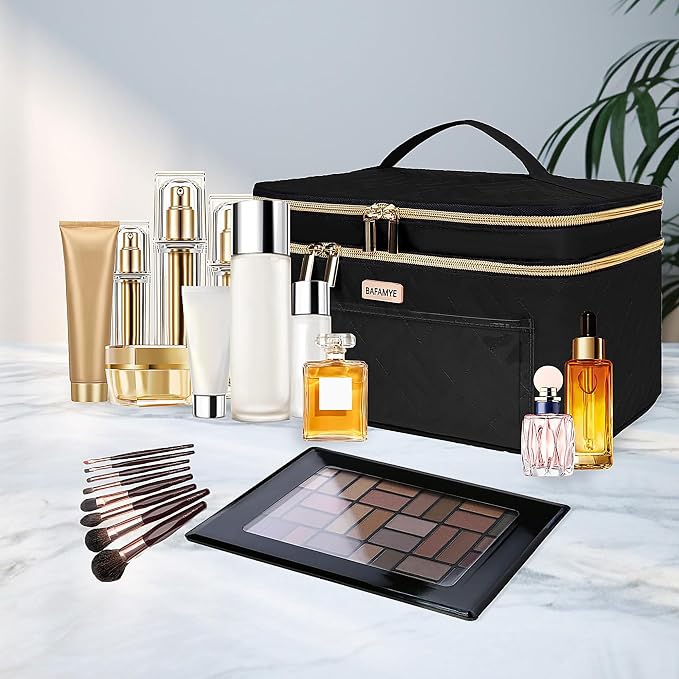 8.8L Double Layer Travel Makeup Bag Women, Large Cosmetic Case, Organizer - Image 2