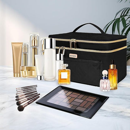 8.8L Double Layer Travel Makeup Bag Women, Large Cosmetic Case, Organizer - Image 2