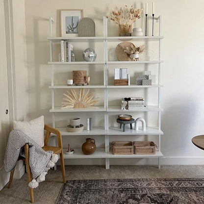 Nathan James Theo 6-Shelf Tall Modern Bookshelf, Wall Mount Ladder Shelf - Image 5