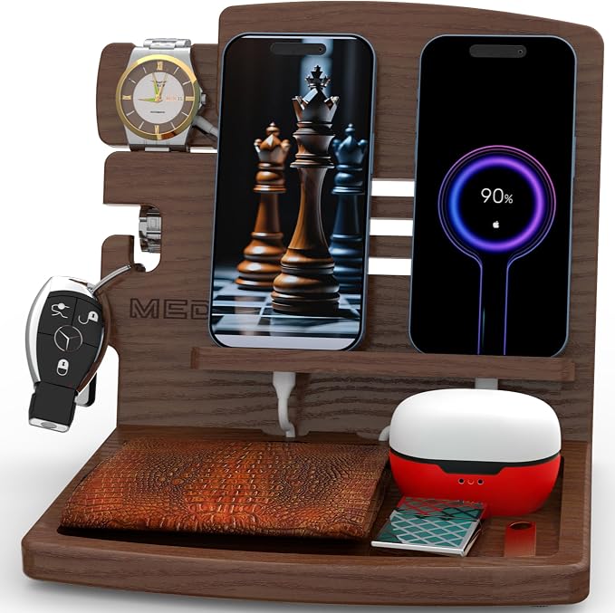 MED Wood Phone Docking Station – Nightstand Desk Organizer by MED