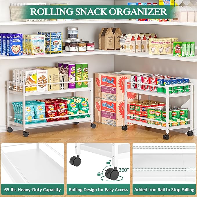 2-Tier Expandable Rolling Pantry Cart - Image 7