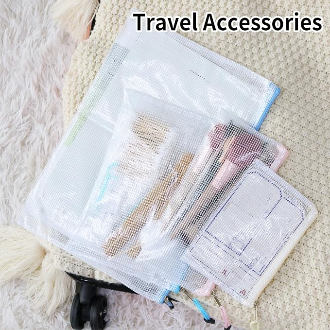 EOOUT 24pcs Mesh Zipper Pouch, Waterproof Zipper Bags, 8 Sizes Plastic Travel - Image 6