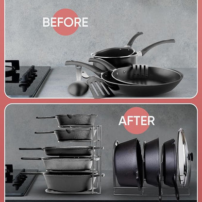 Heavy-Duty Pots and Pans Organizer | 5-Tier Cookware & Lid Storage Rack | - Image 6