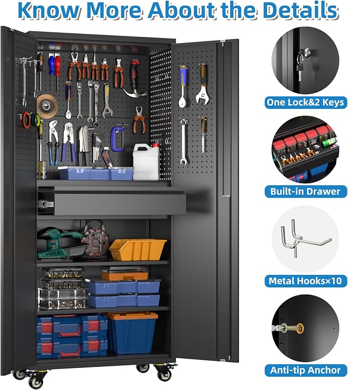 SUXXAN 71" Metal Garage Storage Cabinet - Image 3