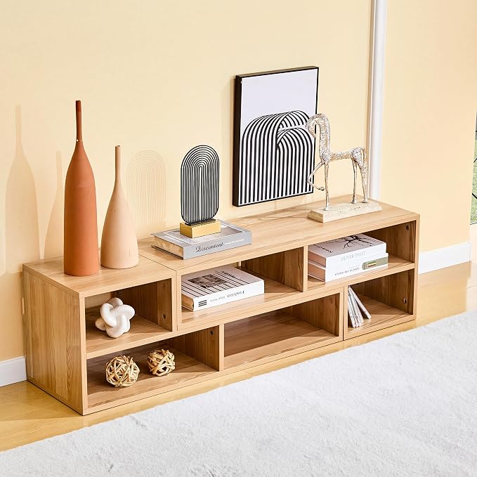 L-Shaped TV Stand for TVs up to 50''+, Modular TV Stand Light Wood | Modern - Image 3