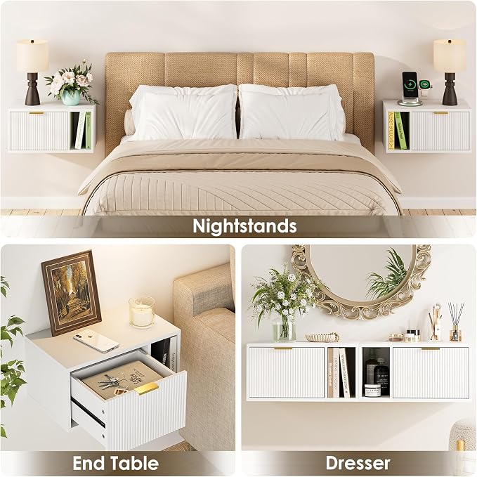 Masupu Floating Nightstand, Wall Mounted Floating Bedside Table - Image 9