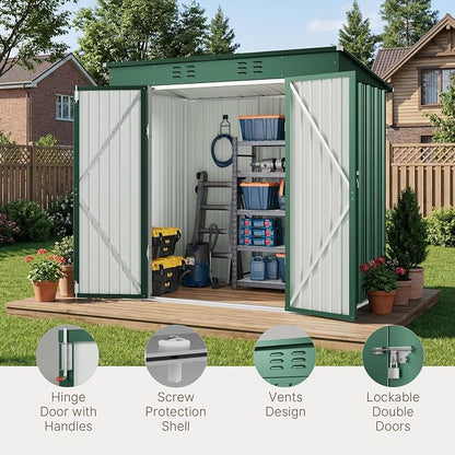 Gizoon 8' x 6' Outdoor Storage Shed, Lockable Doors and Ventilation - Image 5