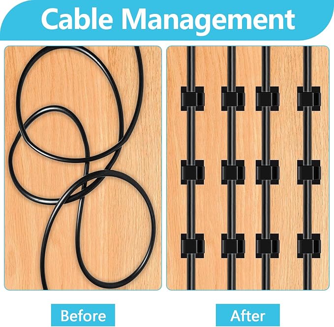 Abnii 100PCS Adhesive Cable Clips, Wire Holder Organizer Cord Management - Image 6