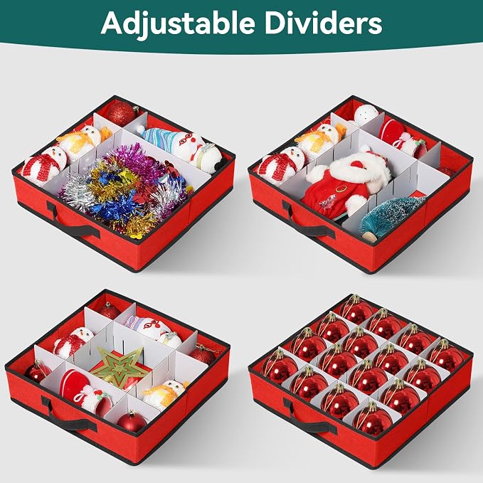 Christmas Ornament Storage Box, Stackable Organizer - Image 3