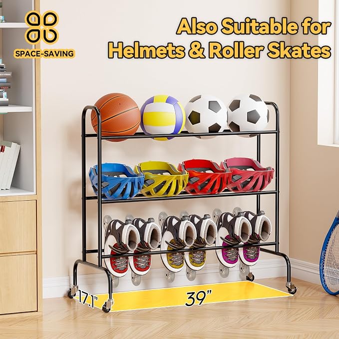 SUFAUY Sports Equipment Organizer, Garage Basketball Rack, Gear & Ball Storage - Image 3