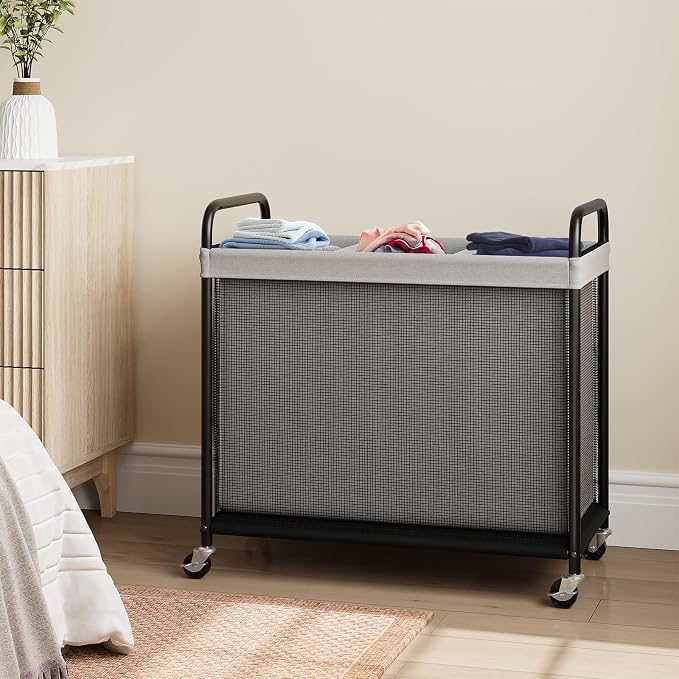 ELYKEN Laundry Hamper 3 Section, 120L Rolling Laundry Sorter - Image 9