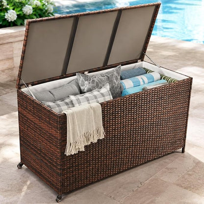 AVAWING 180 Gallon Wicker Deck Box - Image 7