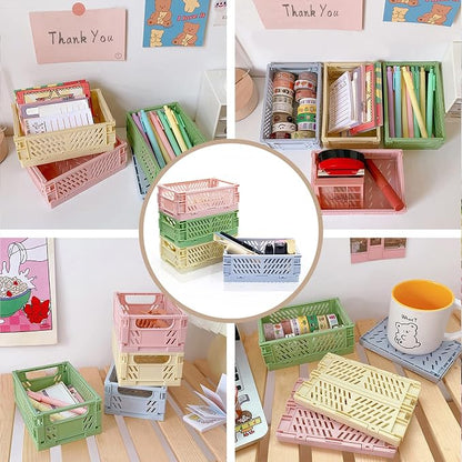4 Pack Mini Foldable Plastic Small Baskets - Image 4
