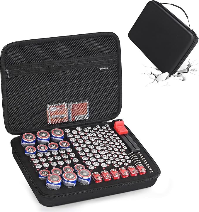Battery Organizer Storage Case for AA AAA C D 9V, for 7 Batteries Variety Pack by Unknown
