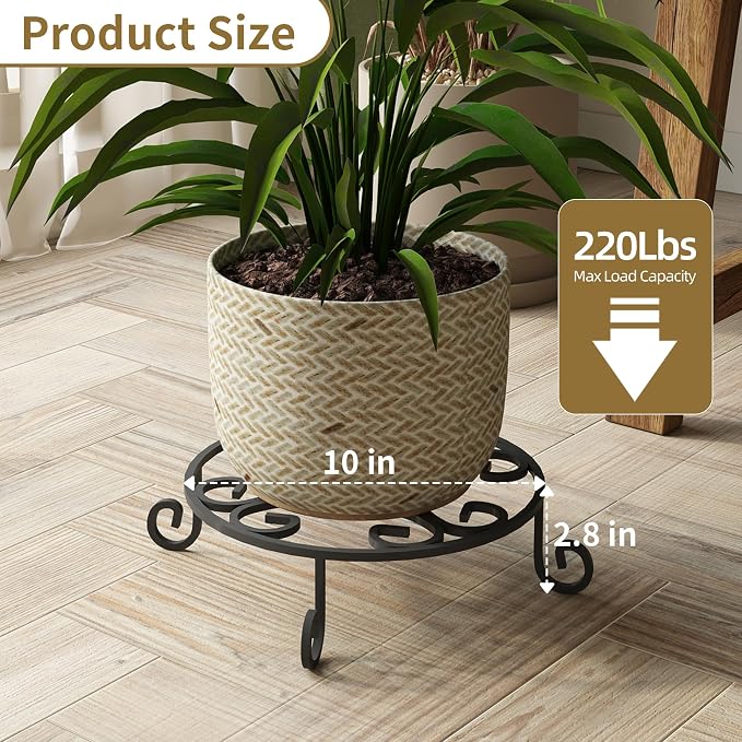 PROWORX 2 Pack 10” Diameter Metal Outdoor Plant Stand Indoor, Round Anti-Rust - Image 5