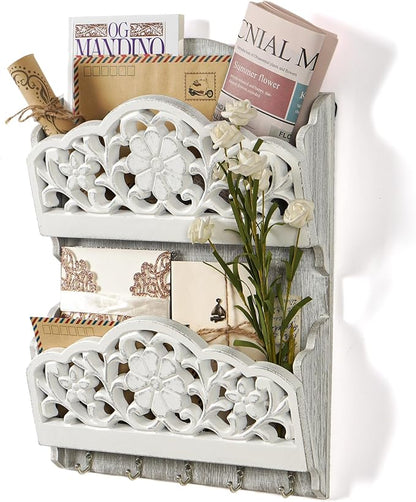 Key and Mail Holder for Wall, 2-Slot Mail Organizer Wall Mount - Image 8