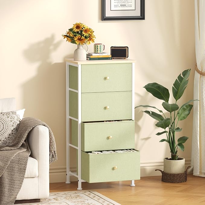 Sweetcrispy Dresser for Bedroom, 4 Drawer Storage Cabinet, Tall Nightstand | - Image 2