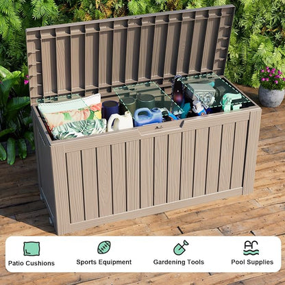 75 Gallon Resin Deck Box, Lockable Outdoor Storage Box - Image 4