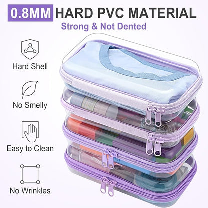 Hoolerry 4 Pcs Hard Clear Zipper Case Makeup Bags Plastic Pencil Pouch - Image 4