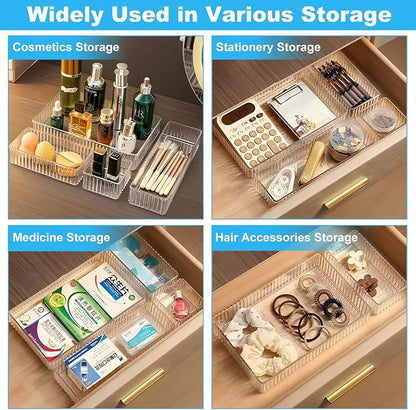 HOTOOLME 14PCS Clear Drawer Organizers Bins, 4 Size Clear Makeup Drawer - Image 6