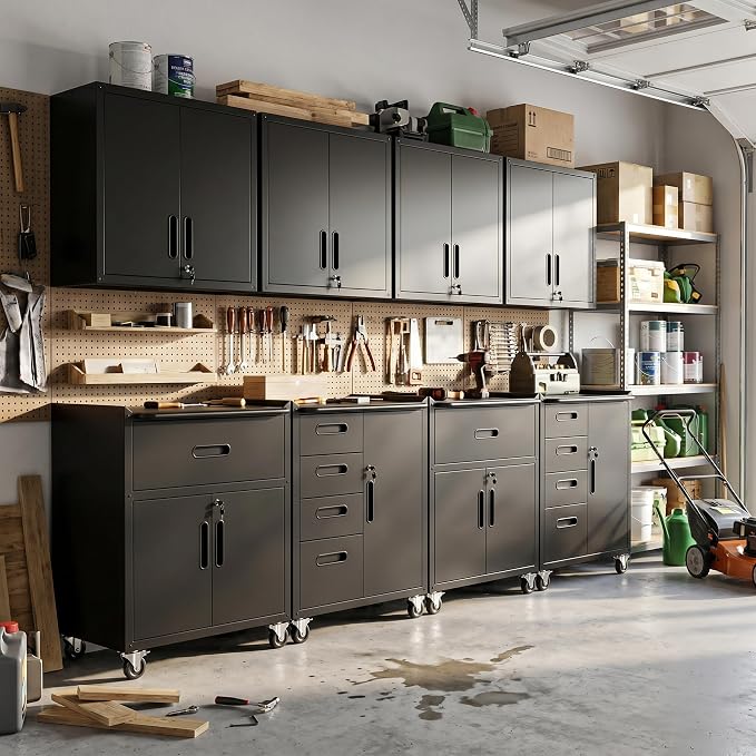 Garage Cabinet System | Heavy Duty Steel All-in-One Modular Garage Cabinet Set by VIYET