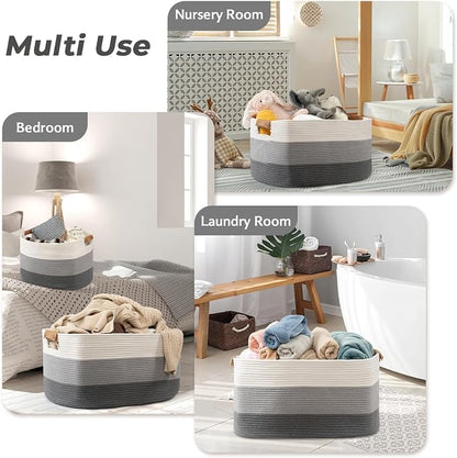 danpinera Rectangle Blanket Storage Basket, 50L Large Decorative Basket Living - Image 6