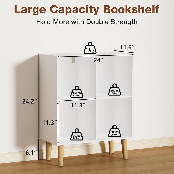 4 Cube Bookcase, Wooden Book Shelf Cube Storage Organizer - Image 3