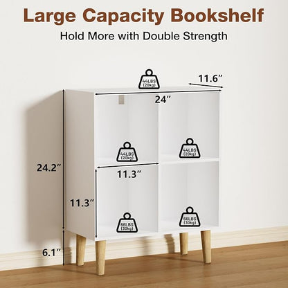 4 Cube Bookcase, Wooden Book Shelf Cube Storage Organizer - Image 3