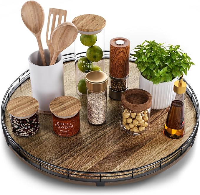 Acacia Wood 18" Lazy Susan Turntable Organizer by HGF