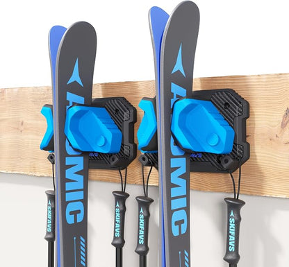 Ski & Snowboard Wall Rack for Garage Wall Fits Any Ski/board, Ski Wall Mount by SkifavsSkiWallMount