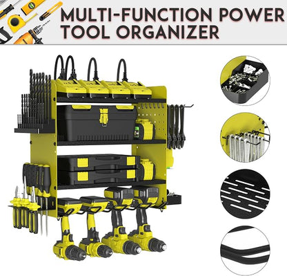 Power Tool Organizer with Charging Station, 4 Layers Drill Holder Wall Mount - Image 4