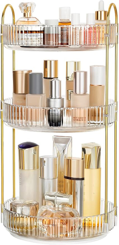 ROWNYEON 3-Tier Rotating Makeup Organizer, 360° Spinning Cosmetic Storage by ROWNYEON