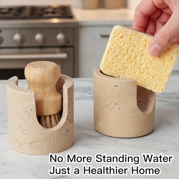 Luxury Travertine Sponge Holder – Fast-Drying, Rust-Proof Kitchen Sink Caddy - Image 2