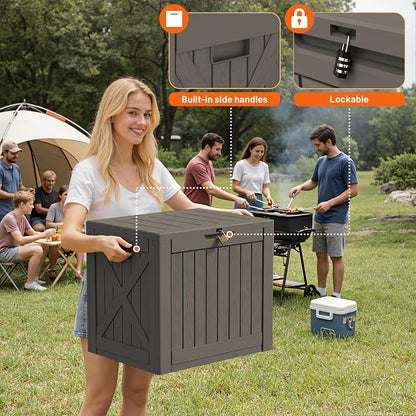 42 Gallon Outdoor Storage Box, Lockable Resin Deck Box - Image 2