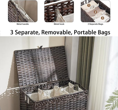 Laundry Hamper with Wheels&Lid, 50.2 Gallons Rolling Laundry Basket with Wheels - Image 5